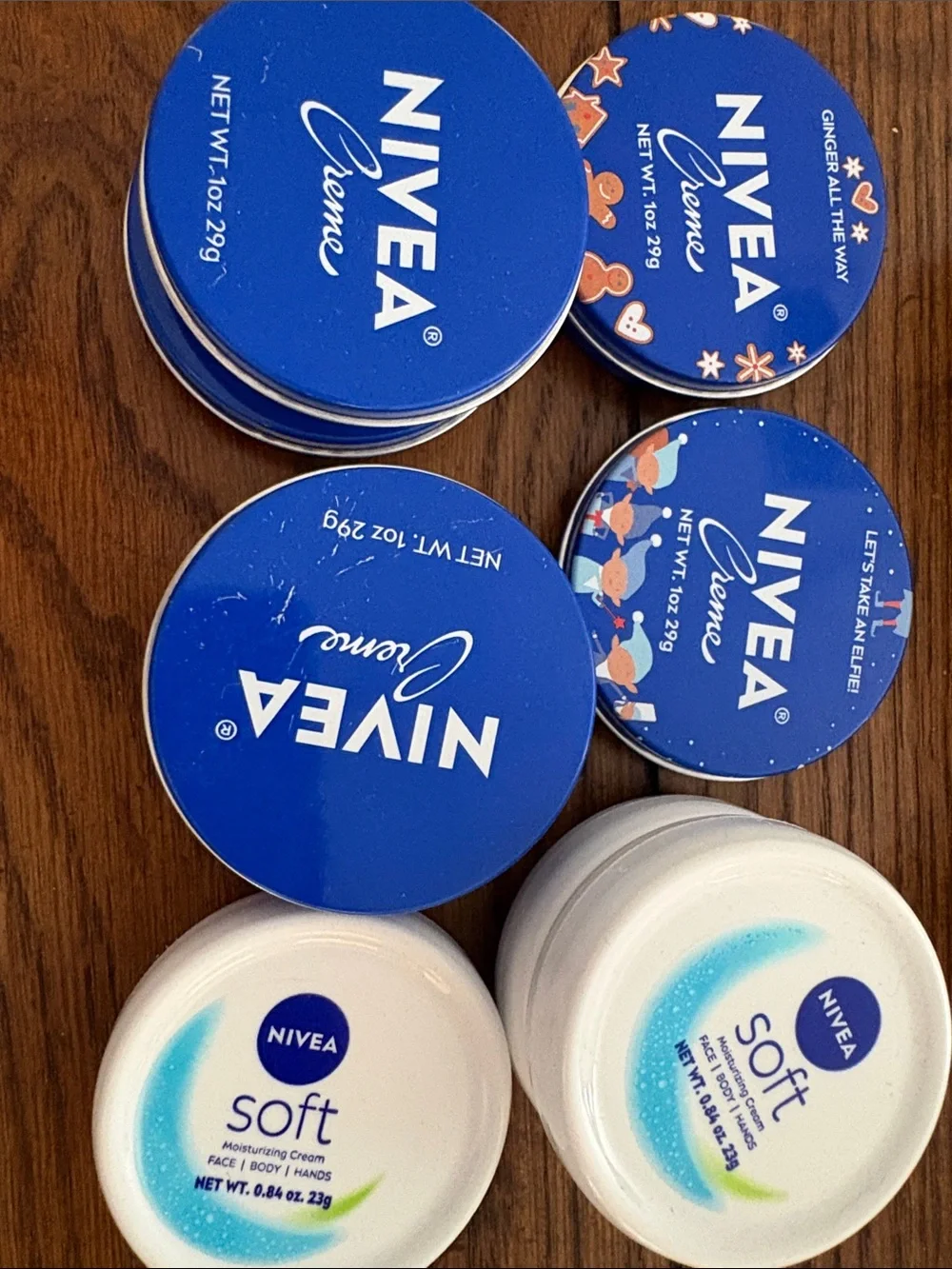 Set of 10 Nivea Cream in Tins small Plastic containers Christmas